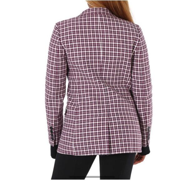 Burberry Slatehurst Burgundy Check Cotton Classic Blazer Jacket 4 US 38 EU NWT - Picture 5 of 7